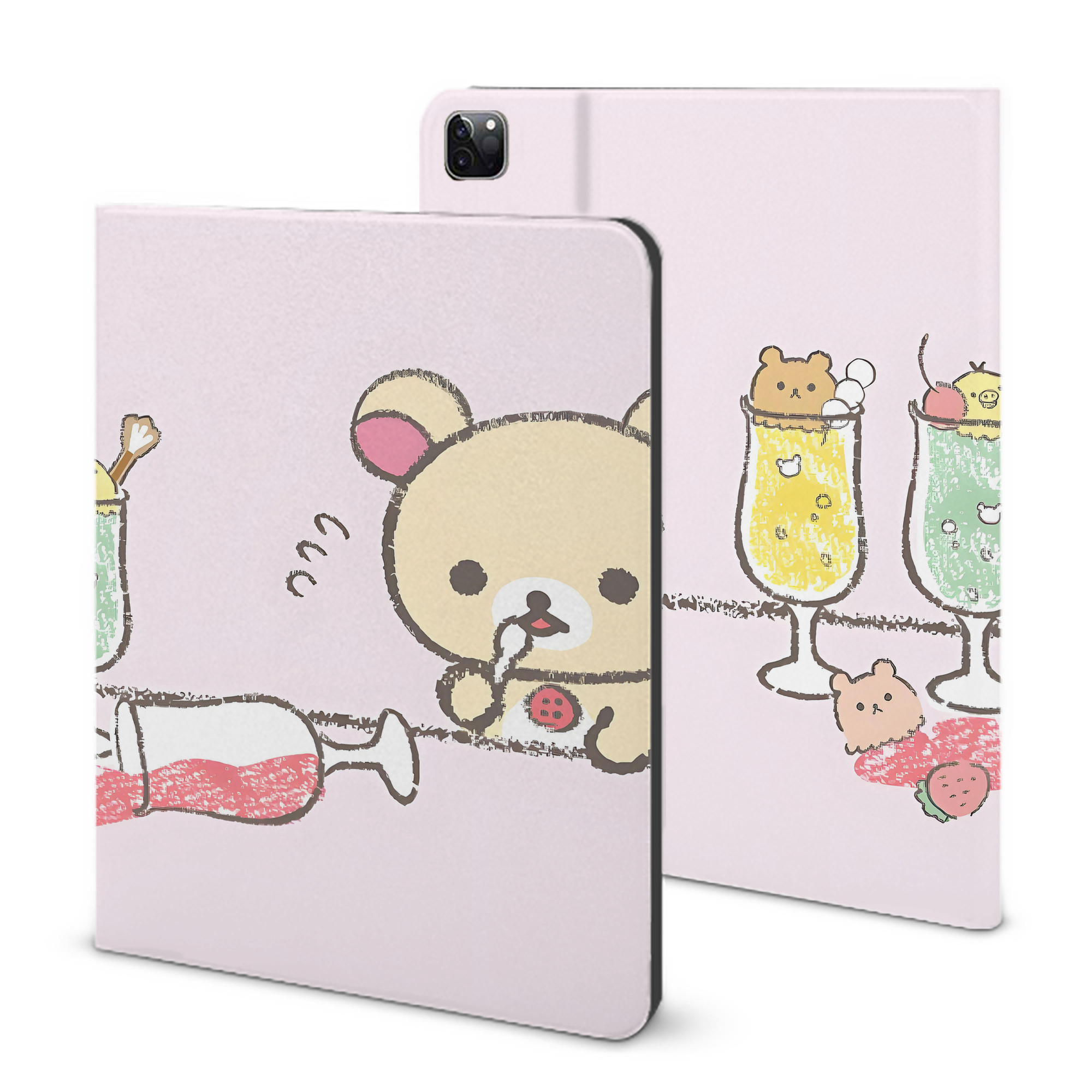 （画像用） リラックマ リラックマ キイロイトリ Rilakkuma Korilakkuma Kiiroitori IPad ケース ブック型 PUレザー TPU 耐衝撃 軽量 薄型 ペン収納なし 全面保護 IPad 各モデル対応